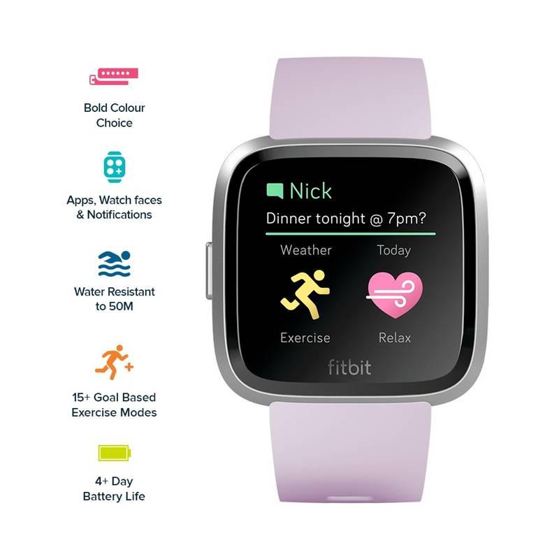 Chytré hodinky Fitbit Versa Lite - Lilac Band Silver case
