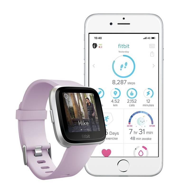 Chytré hodinky Fitbit Versa Lite - Lilac Band Silver case