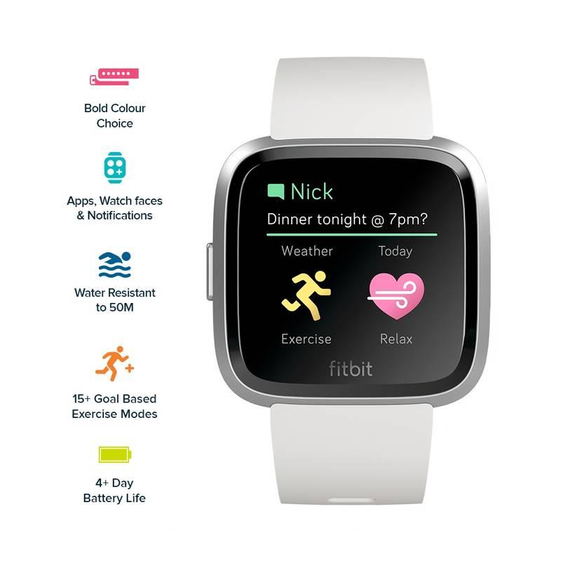 Chytré hodinky Fitbit Versa Lite - White Band Silver Case