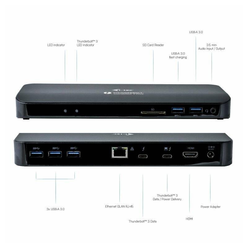 Dokovací stanice i-tec Thunderbolt 3 Dual 4K USB-C na DisplayPort Power Adapter 180W, Dokovací, stanice, i-tec, Thunderbolt, 3, Dual, 4K, USB-C, na, DisplayPort, Power, Adapter, 180W