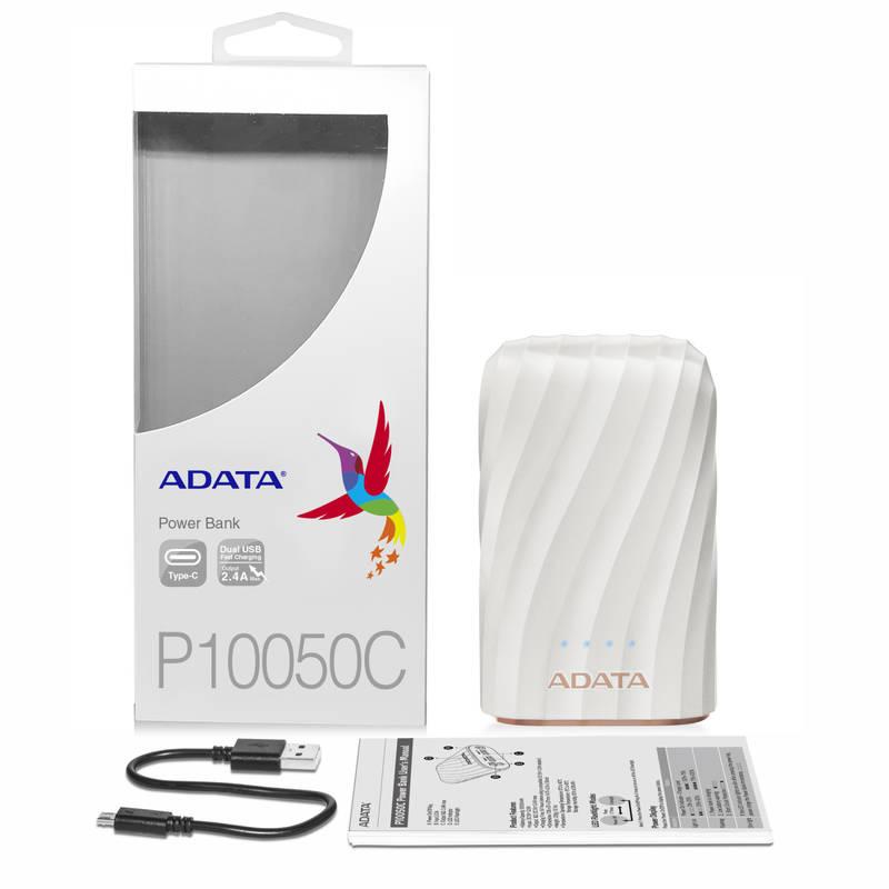 Powerbank ADATA P10050C 10050mAh, USB-C bílá