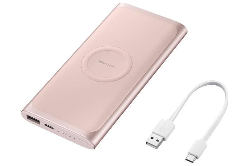 Powerbank Samsung 10000 mAh, USB-C, Qi růžová