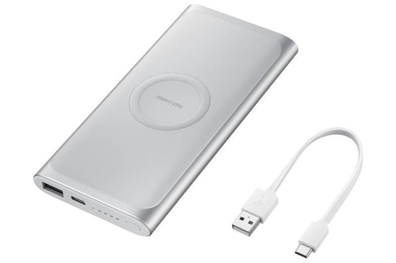 Powerbank Samsung 10000 mAh, USB-C, Qi stříbrná