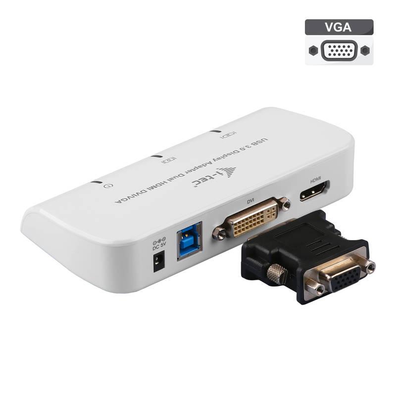 Redukce i-tec USB 3.0 HDMI, DVI, VGA bílá