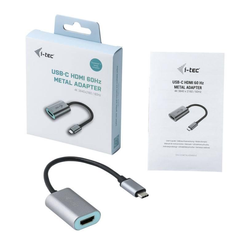 Redukce i-tec USB-C HDMI, 60Hz, kovový, Redukce, i-tec, USB-C, HDMI, 60Hz, kovový