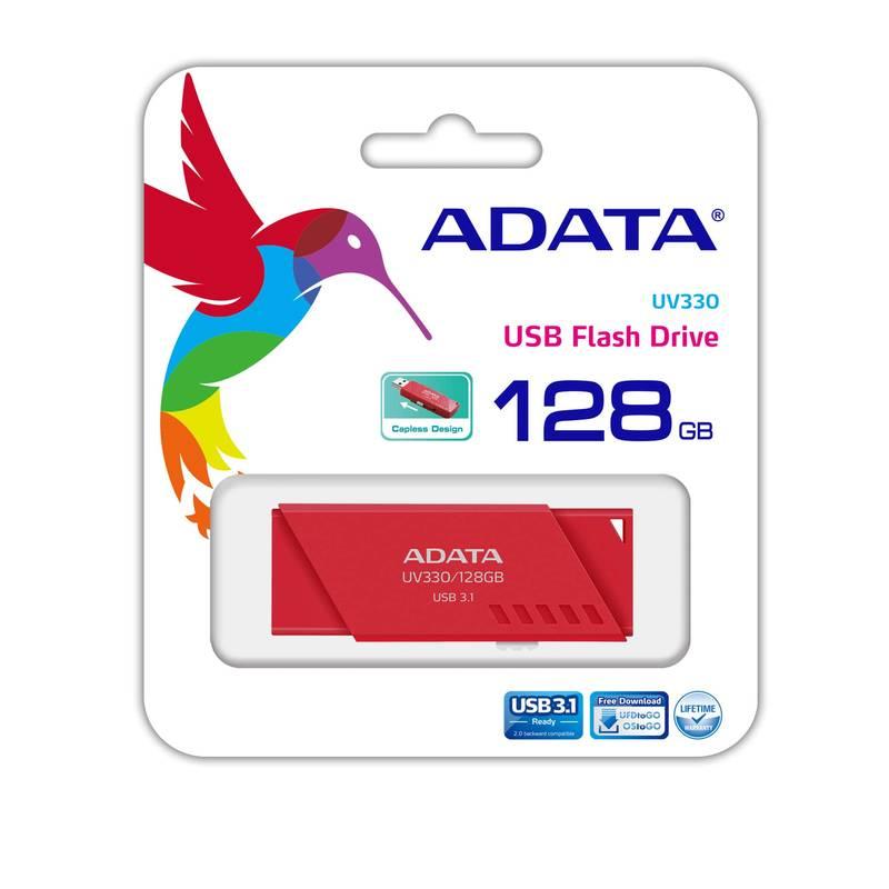 USB Flash ADATA UV330, 128 GB, červený, USB, Flash, ADATA, UV330, 128, GB, červený
