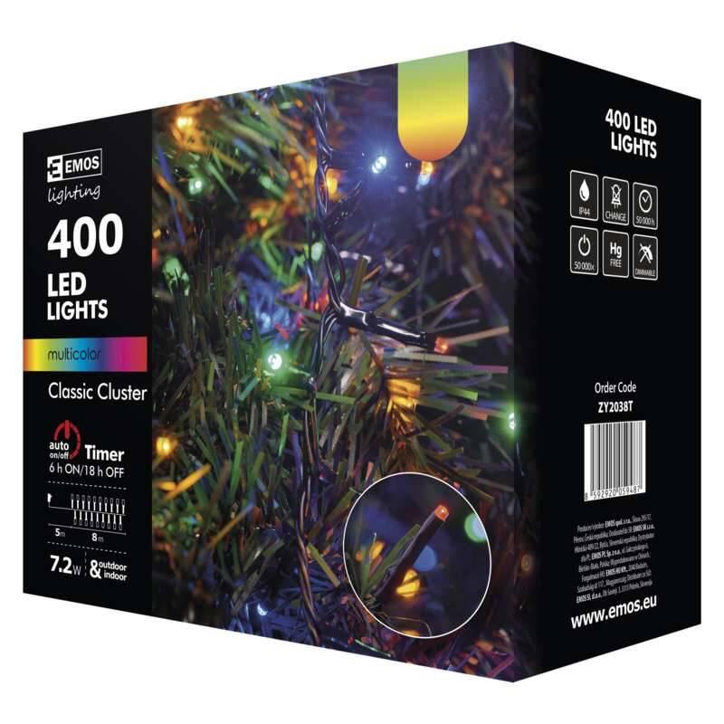 Vánoční osvětlení EMOS 400 LED řetěz – ježek, 8m, multicolor, časovač, Vánoční, osvětlení, EMOS, 400, LED, řetěz, –, ježek, 8m, multicolor, časovač