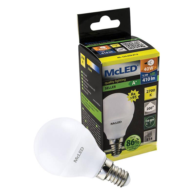 Žárovka LED McLED kapka, 5,5W, E14, teplá bílá