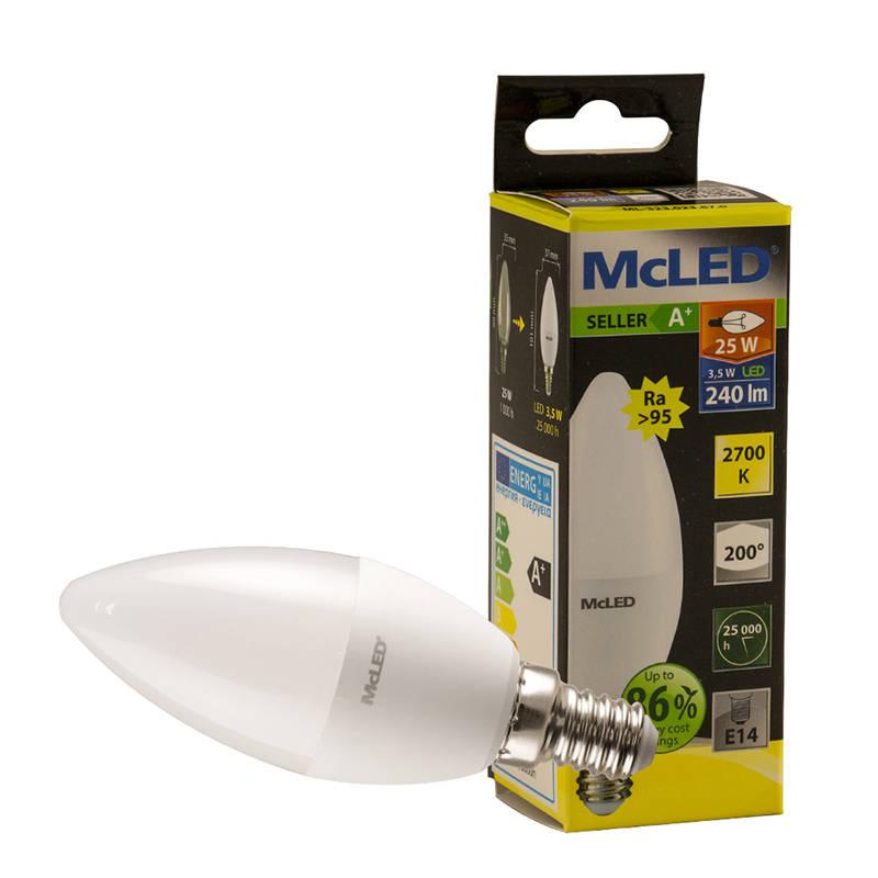 Žárovka LED McLED svíčka, 3,5W, E14, teplá bílá