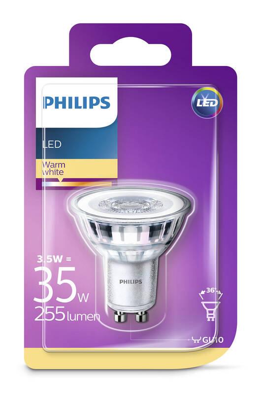 Žárovka LED Philips bodová, 3,5W, GU10, teplá bílá