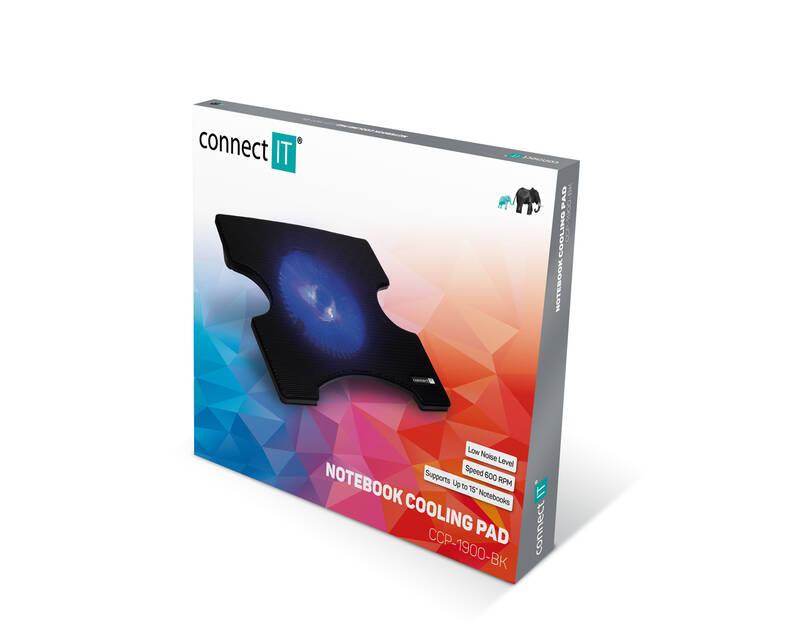 Chladící podložka pro NTB Connect IT Cool-ICE, modré podsvícení, pro 15