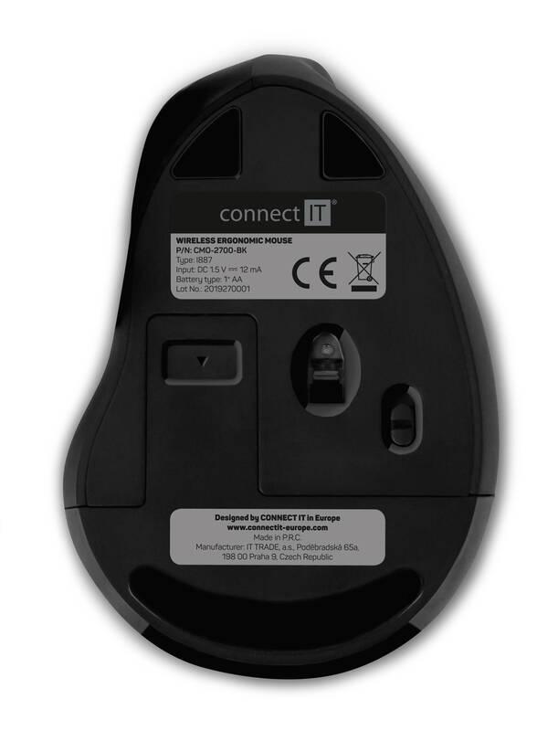 Myš Connect IT vertikální, ergonomická černá, Myš, Connect, IT, vertikální, ergonomická, černá