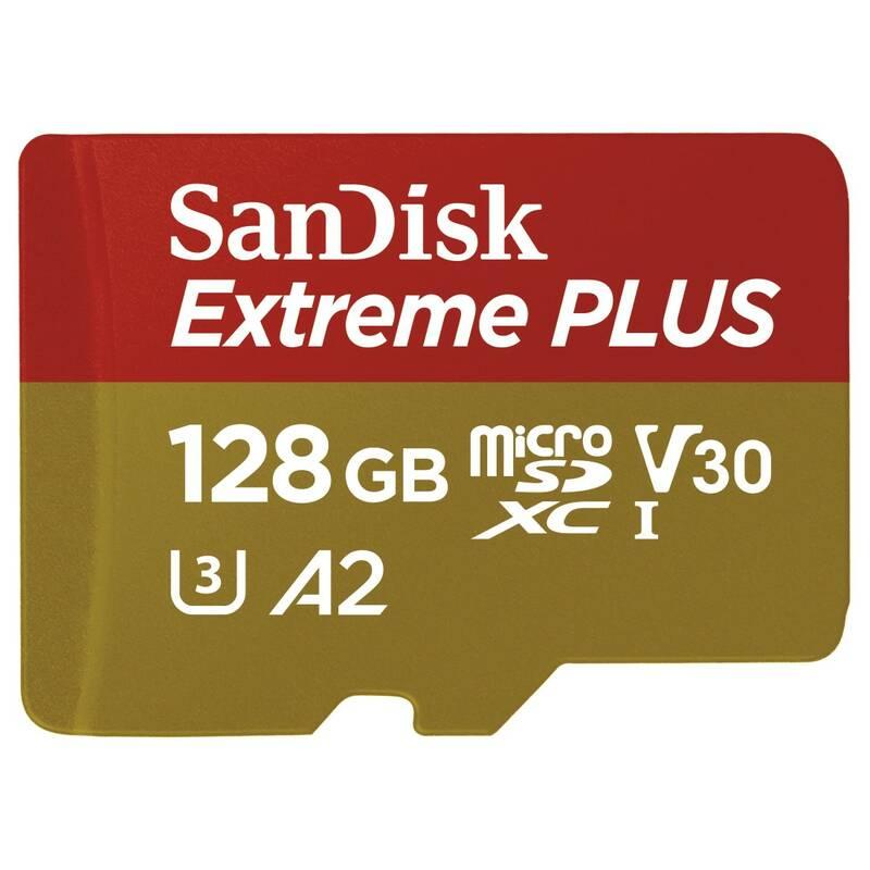 Paměťová karta Sandisk Micro SDXC Extreme Plus 128GB A2 C10 V30 UHS-I adapter, Paměťová, karta, Sandisk, Micro, SDXC, Extreme, Plus, 128GB, A2, C10, V30, UHS-I, adapter