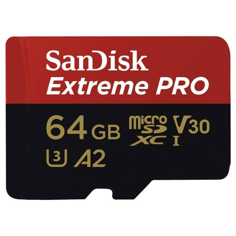 Paměťová karta Sandisk Micro SDXC Extreme Pro 64GB A2 C10 V30 UHS-I adapter, Paměťová, karta, Sandisk, Micro, SDXC, Extreme, Pro, 64GB, A2, C10, V30, UHS-I, adapter
