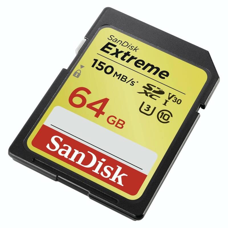 Paměťová karta Sandisk SDXC Extreme 64GB UHS-I U3 V30, Paměťová, karta, Sandisk, SDXC, Extreme, 64GB, UHS-I, U3, V30