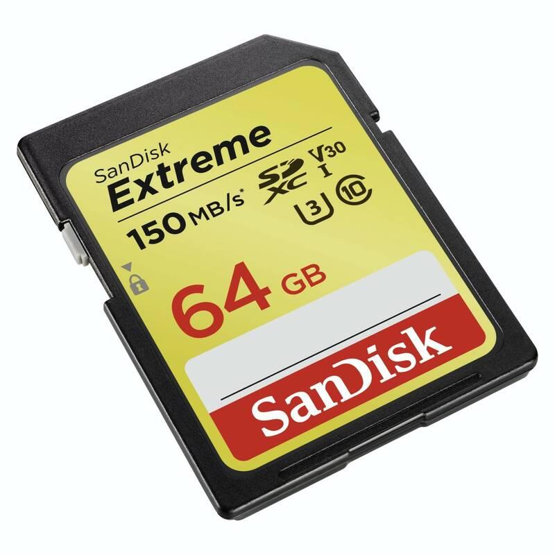 Paměťová karta Sandisk SDXC Extreme 64GB UHS-I U3 V30, Paměťová, karta, Sandisk, SDXC, Extreme, 64GB, UHS-I, U3, V30