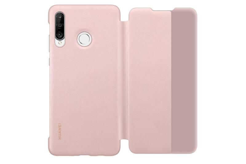 Pouzdro na mobil flipové Huawei View Cover pro P30 Lite růžové
