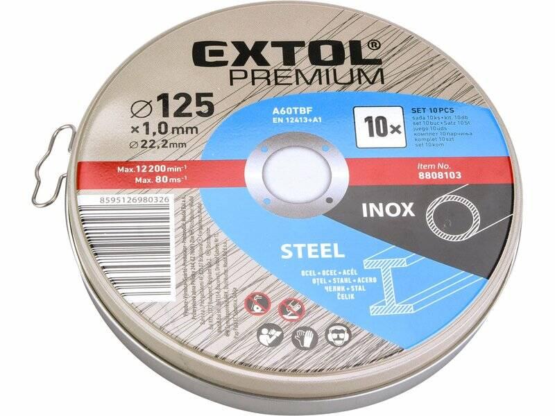 Řezný kotouč EXTOL PREMIUM na kov, 10 ks, 125x1,0x22,2mm, Řezný, kotouč, EXTOL, PREMIUM, na, kov, 10, ks, 125x1,0x22,2mm