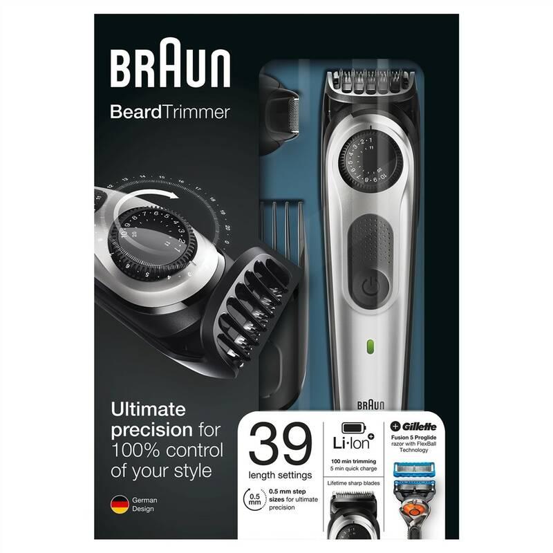 Zastřihovač vousů Braun BT5065 stříbrný, Zastřihovač, vousů, Braun, BT5065, stříbrný