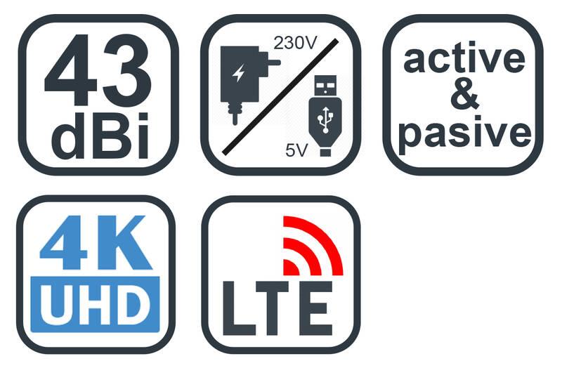 Anténa pokojová Evolveo Xany 2B LTE 230 5V, 43dBi aktivní pokojová DVB-T T2, LTE filtr, Anténa, pokojová, Evolveo, Xany, 2B, LTE, 230, 5V, 43dBi, aktivní, pokojová, DVB-T, T2, LTE, filtr