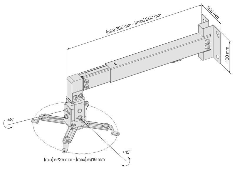 Držák Connect IT Spider pro projektor, na zeď stříbrný