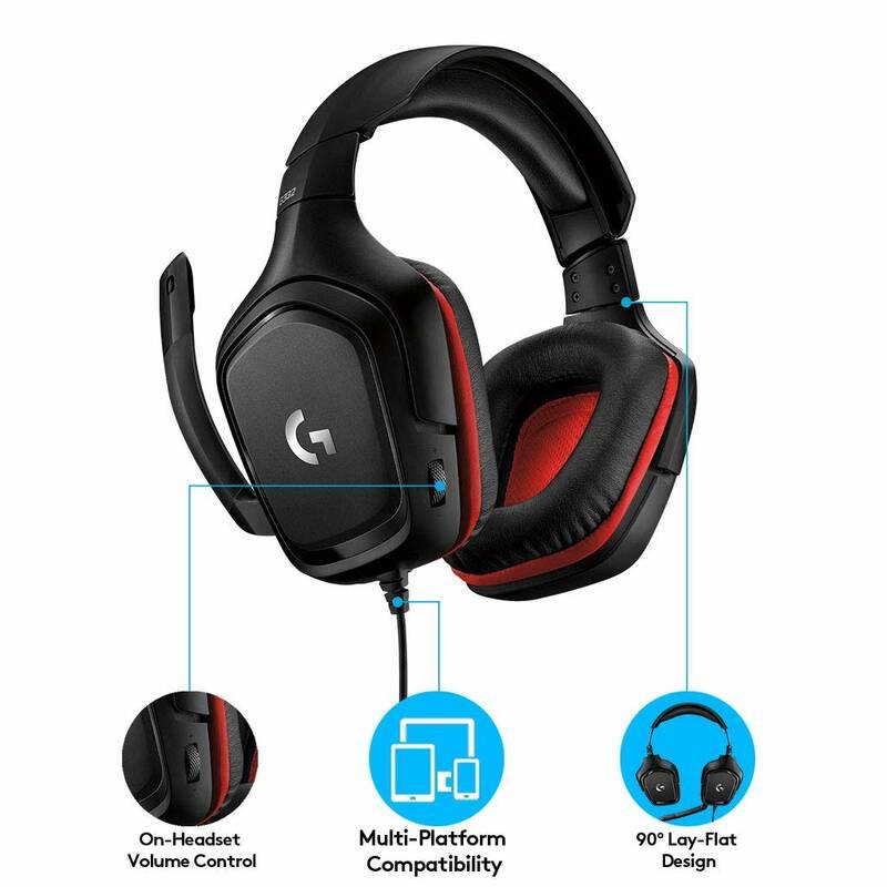 Headset Logitech Gaming G332 černý červený