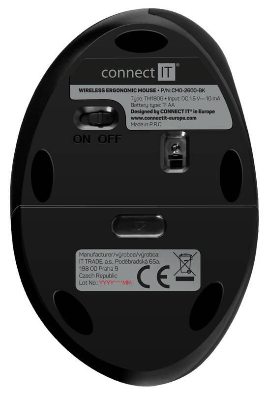 Myš Connect IT vertikální, ergonomická pro ženy černá, Myš, Connect, IT, vertikální, ergonomická, pro, ženy, černá