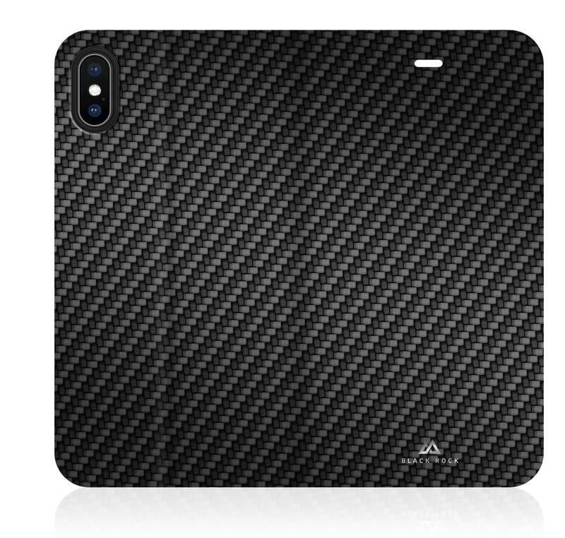 Pouzdro na mobil flipové Black Rock Flex Carbon Booklet pro Apple iPhone X Xs černé