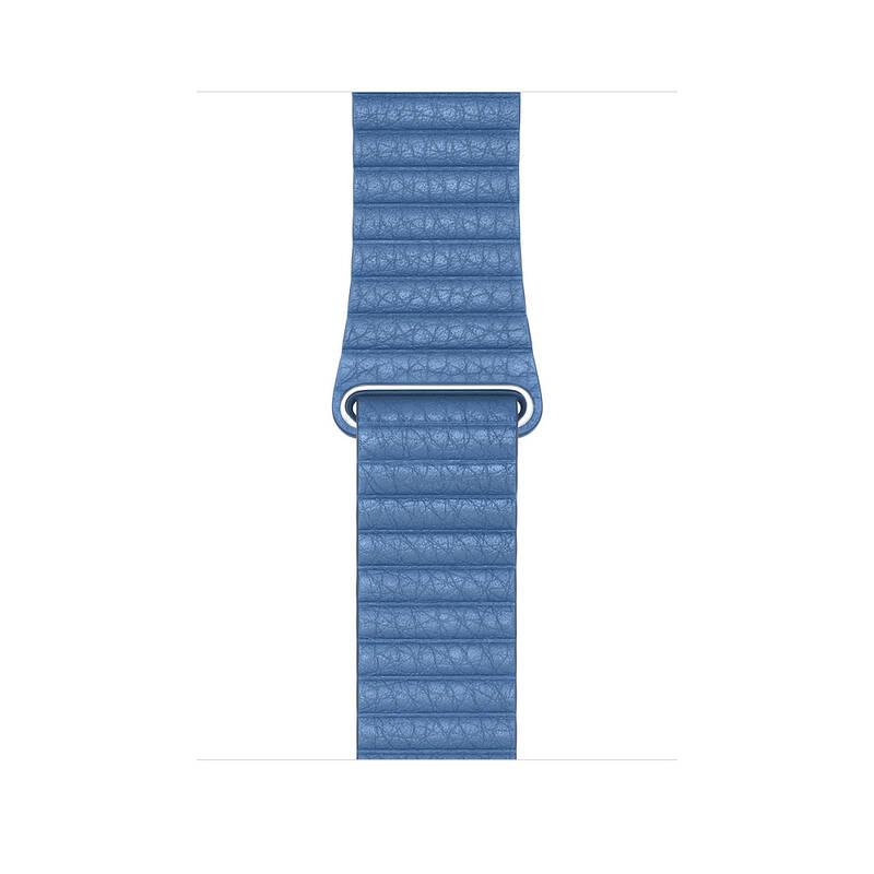 Řemínek Apple Watch 44mm chrpově modrý kožený - střední, Řemínek, Apple, Watch, 44mm, chrpově, modrý, kožený, střední