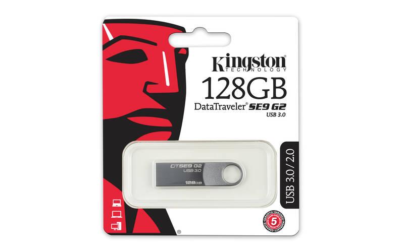 USB Flash Kingston DataTraveler SE9 G2 Premium 128GB šedý kovový