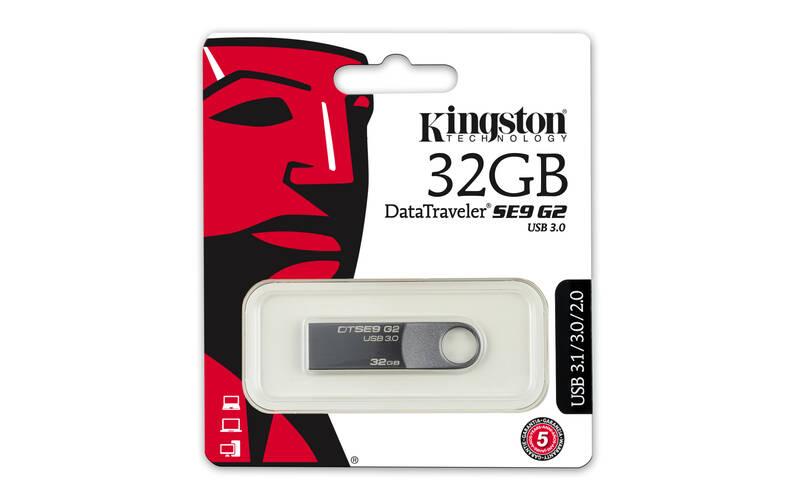 USB Flash Kingston DataTraveler SE9 G2 Premium 32GB šedý kovový, USB, Flash, Kingston, DataTraveler, SE9, G2, Premium, 32GB, šedý, kovový
