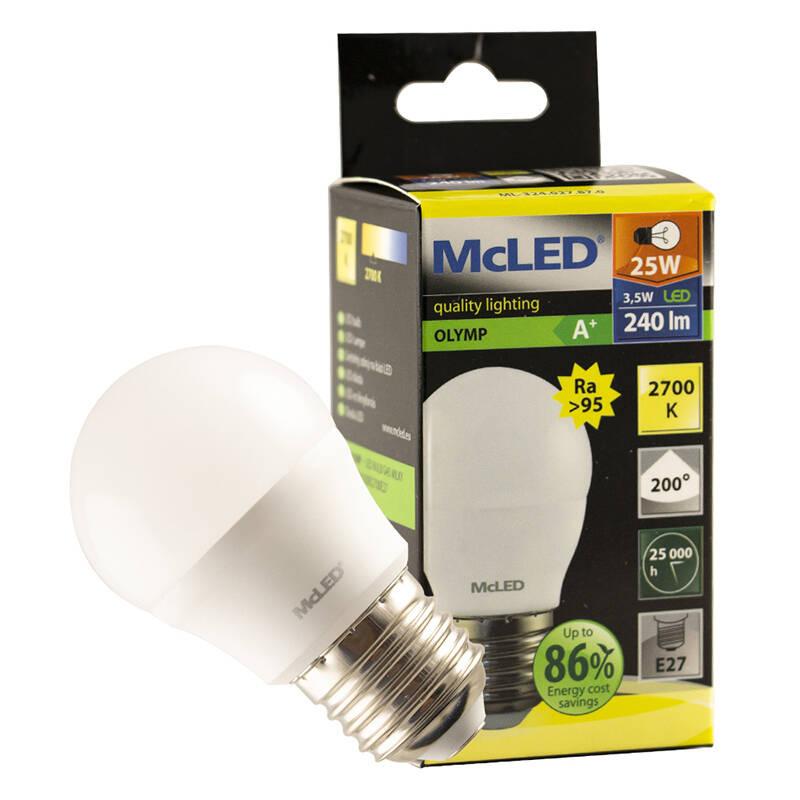 Žárovka LED McLED kapka, E27, 3,5W, teplá bílá, Žárovka, LED, McLED, kapka, E27, 3,5W, teplá, bílá