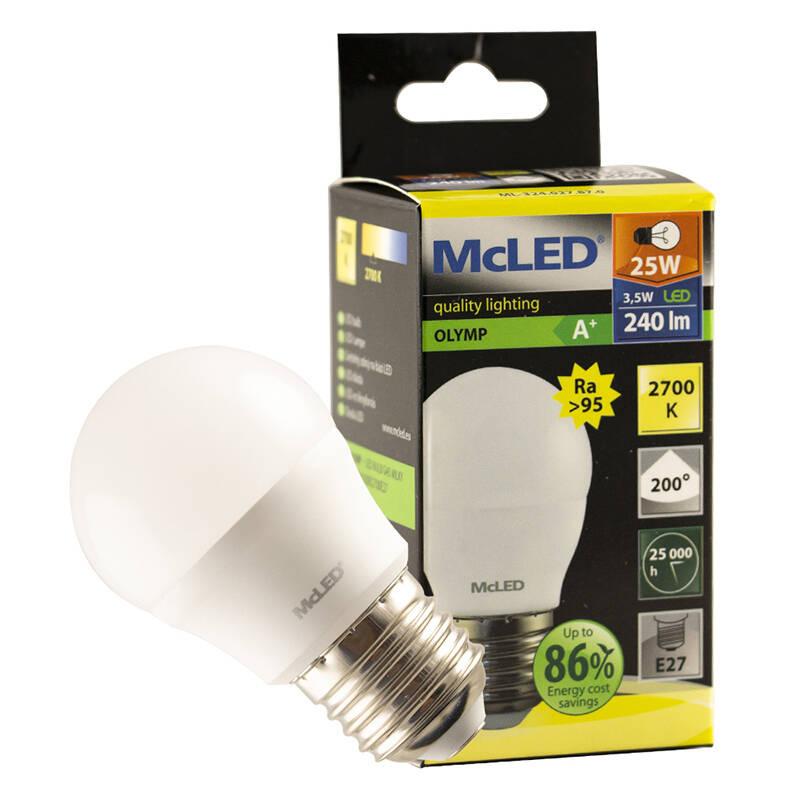 Žárovka LED McLED kapka, E27, 3,5W, teplá bílá