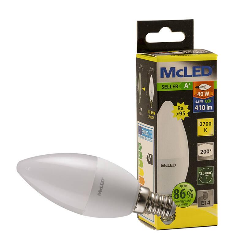 Žárovka LED McLED svíčka, E14, 5,5W, teplá bílá
