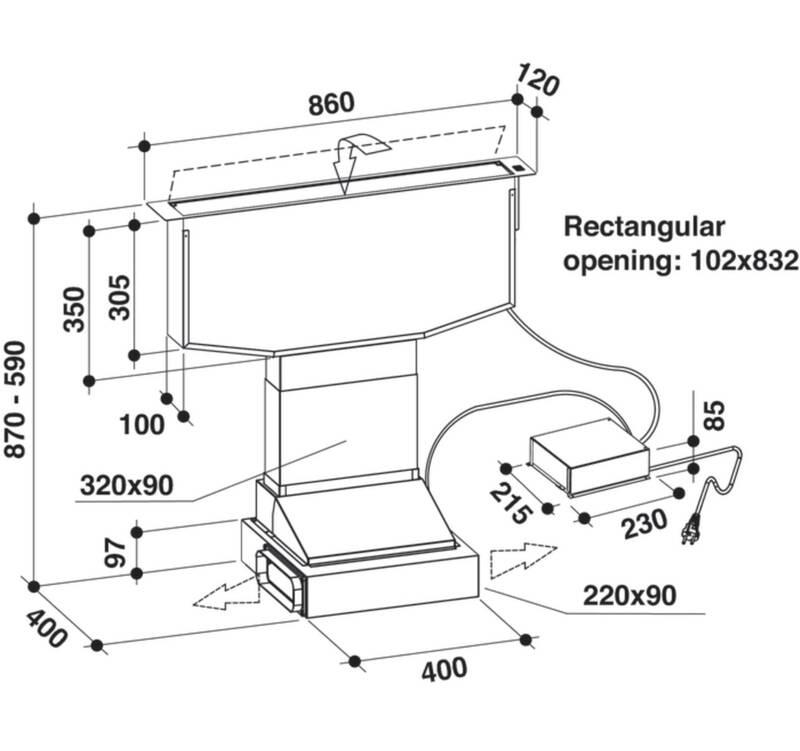 Odsavač par Whirlpool WDO 93F B K černý