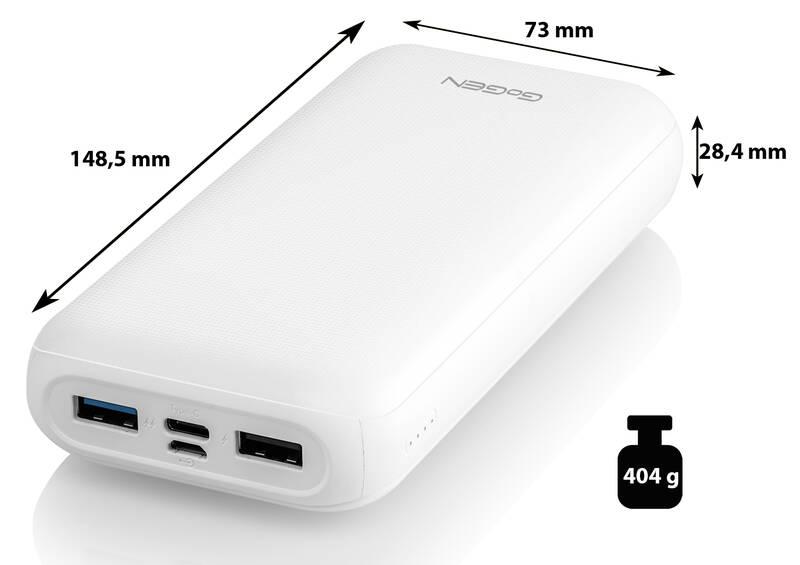 Powerbank GoGEN 20000 mAh, USB-C PD 18W bílá