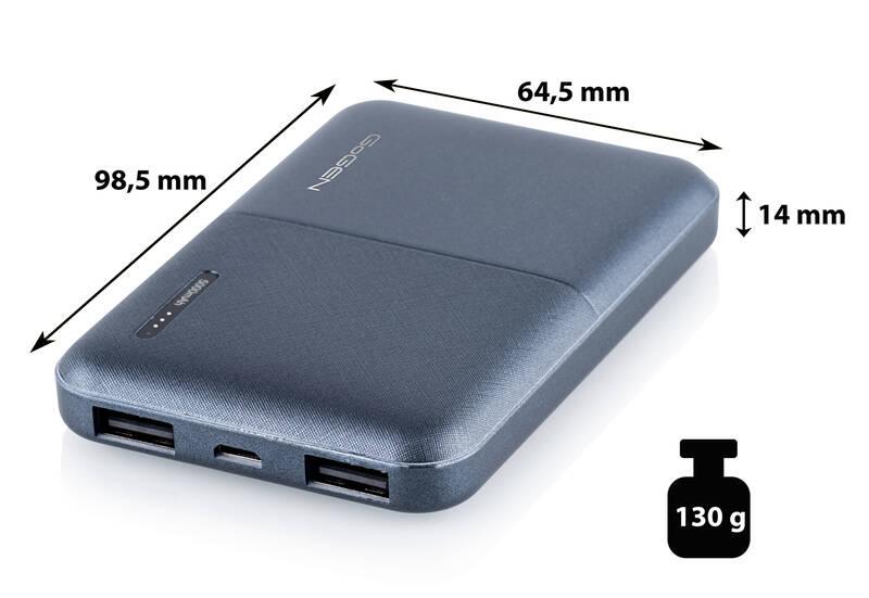 Powerbank GoGEN 5000 mAh, metalická modrá