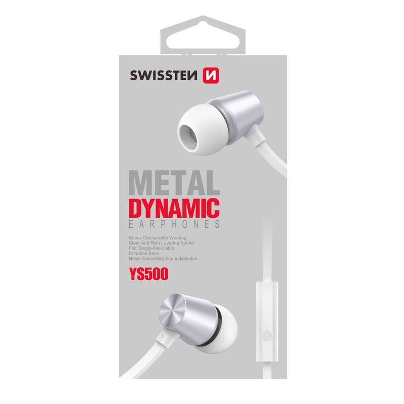 Sluchátka Swissten Dynamic YS500 stříbrná bílá, Sluchátka, Swissten, Dynamic, YS500, stříbrná, bílá