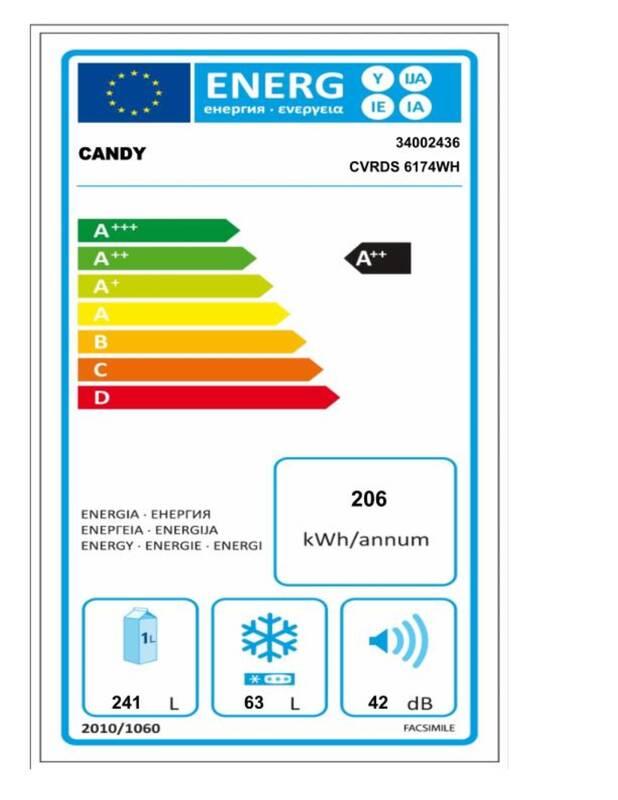 Chladnička Candy CVRDS 6174WH krémová
