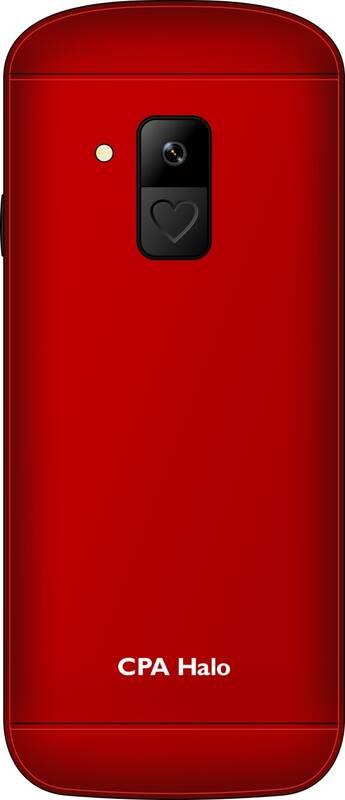 Mobilní telefon CPA Halo 18 Senior s nabíjecím stojánkem červený