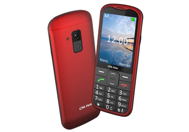 Mobilní telefon CPA Halo 18 Senior s nabíjecím stojánkem červený