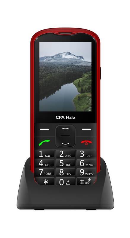 Mobilní telefon CPA Halo 18 Senior s nabíjecím stojánkem červený