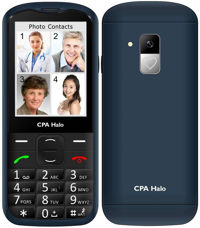 Mobilní telefon CPA Halo 18 Senior s nabíjecím stojánkem modrý