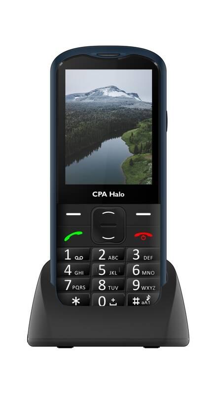 Mobilní telefon CPA Halo 18 Senior s nabíjecím stojánkem modrý