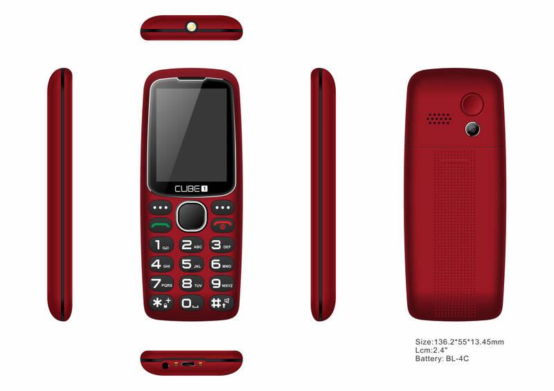 Mobilní telefon CUBE 1 S300 Senior červený, Mobilní, telefon, CUBE, 1, S300, Senior, červený