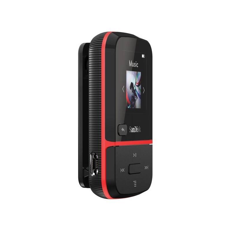 MP3 přehrávač Sandisk Clip Sport Go 16 GB černý červený