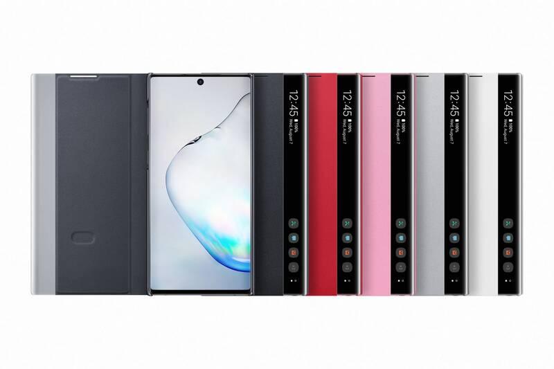 Pouzdro na mobil flipové Samsung Clear View pro Galaxy Note10 růžové