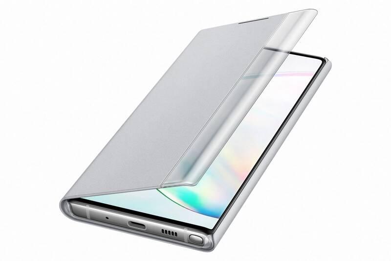 Pouzdro na mobil flipové Samsung Clear View pro Galaxy Note10 stříbrné
