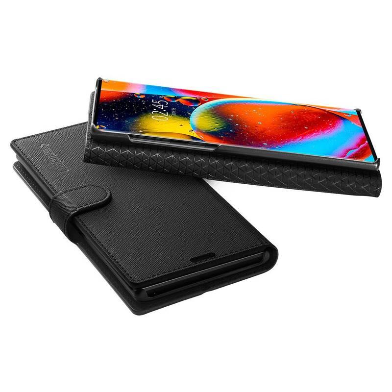 Pouzdro na mobil flipové Spigen Wallet S pro Samsung Galaxy Note10 černé