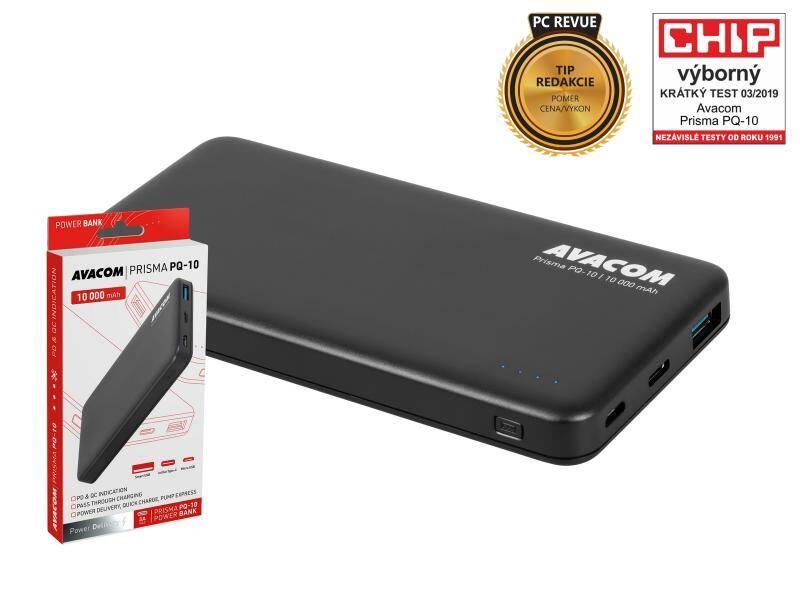 Powerbank Avacom 10000mAh, QC, USB-C PD černá